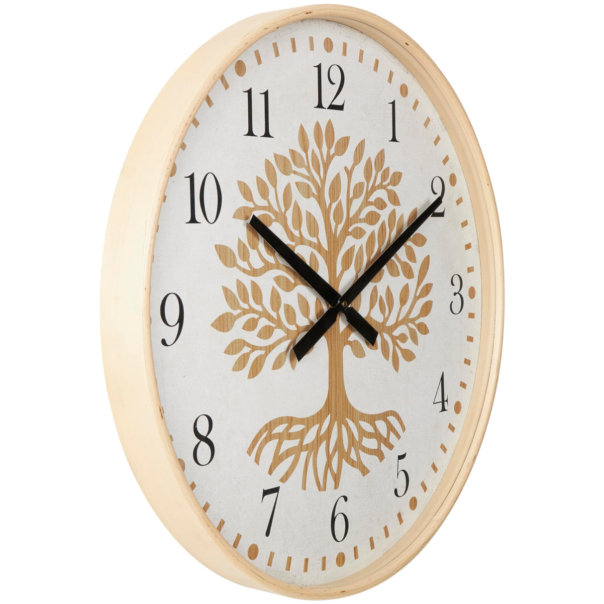 Deco 79 Wooden Tree Decorative Wall Clock Wall Clock for Home with Cream Backing, Wall Clock for Room 24" x 2" x 24", Brown Deco 79
