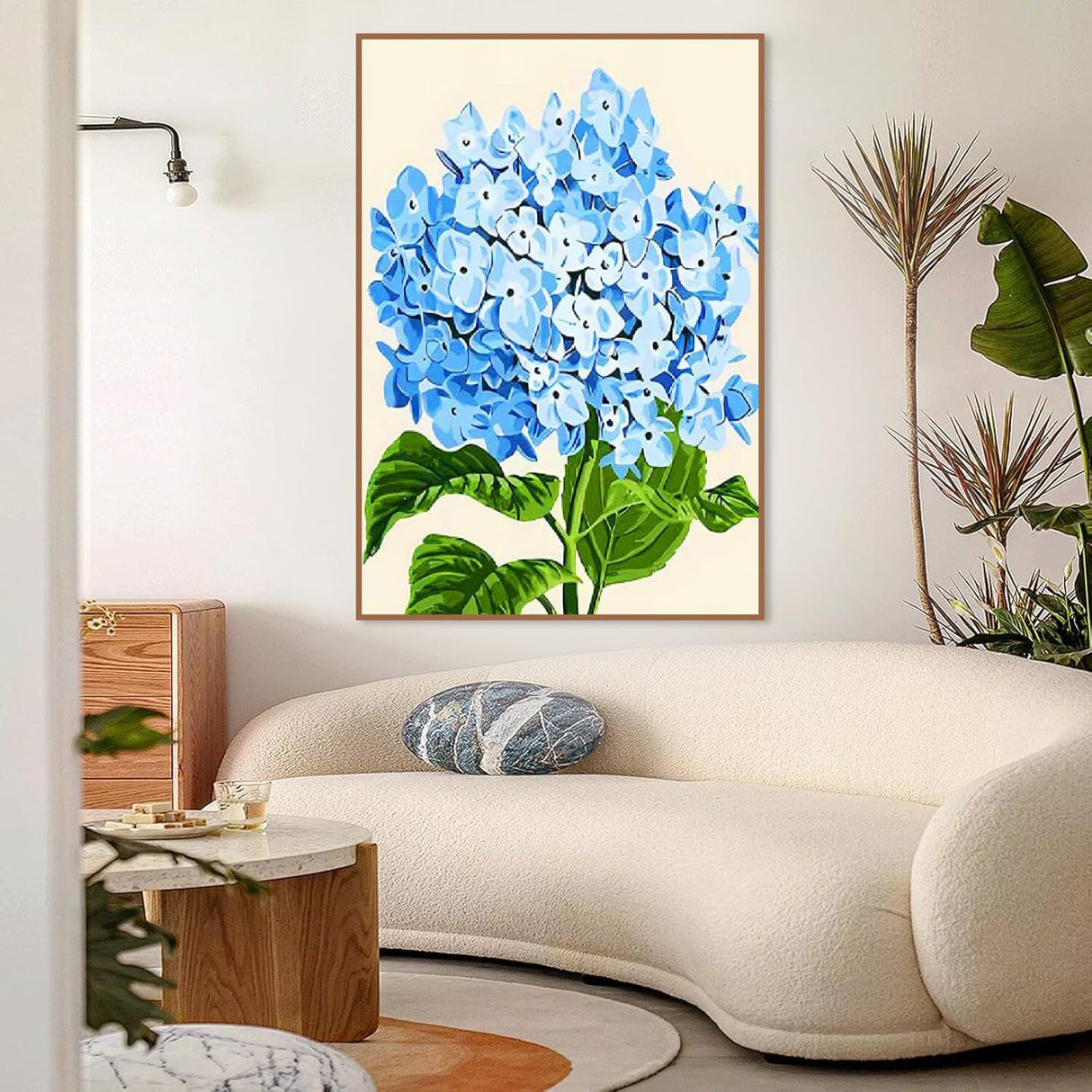 Mowana Paint by Numbers Kit for Adults Beginner with Wooden Frame and Easel Easy Acrylic on Canvas Hydrangeas Paint by Number Kits 8x12 inch with Paints and Brushes Mowana