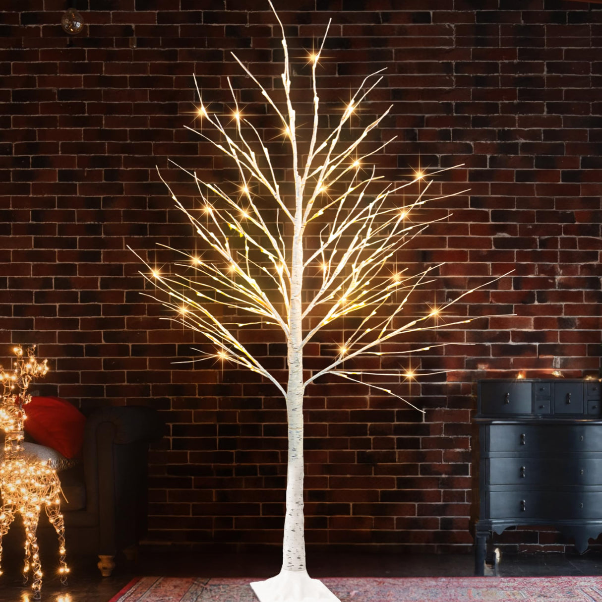 Dazzle Bright Lighted Tree, 6 Ft Birch Tree with Fairy Lights for Decoration Inside Outside, Birch Tree with 144 LED Lights for Christmas Holiday Wedding Home Room Decor, 2 Pack Dazzle Bright