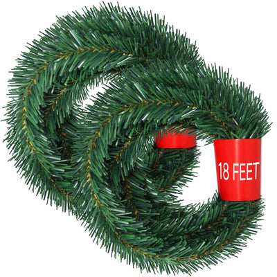 DearHouse 40Feet Christmas Garland, 2 Strands Artificial Pine Garland Soft Greenery Garland for Holiday Wedding Party,Stairs,Fireplaces Decoration, Outdoor/Indoor Use