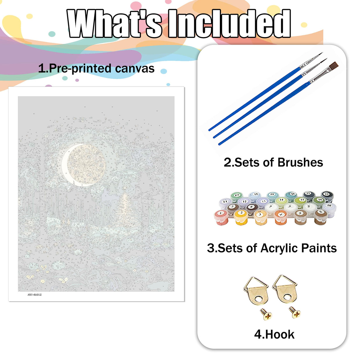 Hutarosl Adult Paint by Number Kits on Canvas-Moon Paint by Numbers Kit for Adults,Landscape Paint by Number Adult,DIY Oil Painting Kits for Gifts Home Decor 16x20inc Hutarosl