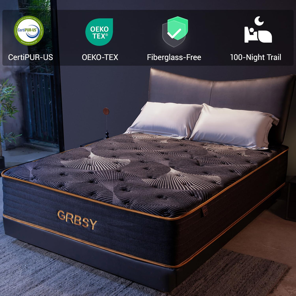 Grbsy Mattress, 12Inch Twin Gel Memory Foam Mattress, Two-Sided Firmmess, Pressure Relief, CertiPUR-US Certified, Cooling Copper Gel Bed in a Box Grbsy