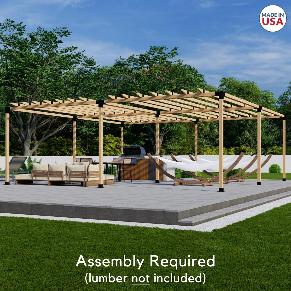 DIY Freestanding 15x20 Pergola Kit with Roof (Made in The USA with American Steel) Zen Pergolas