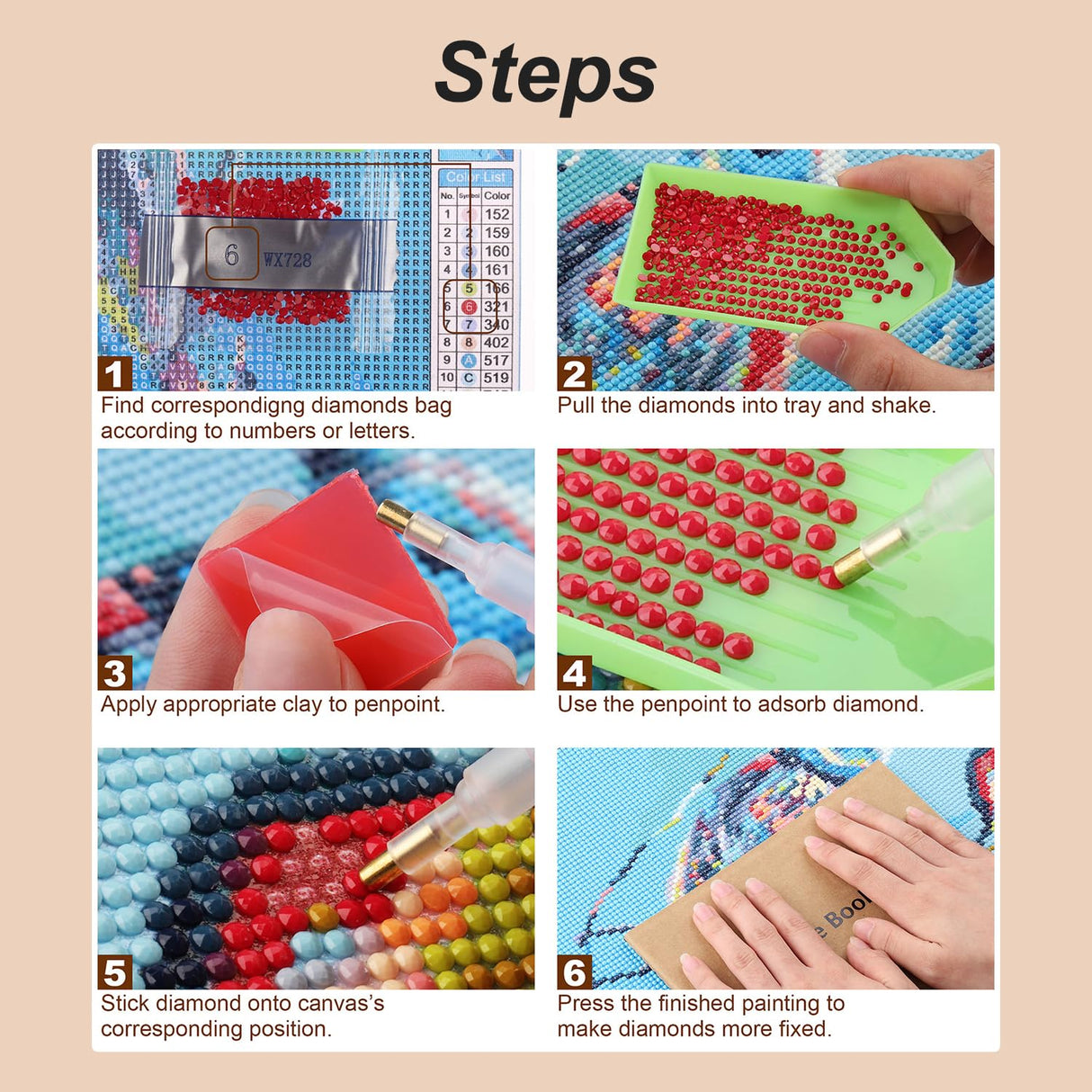 Stalente Diamond Painting Kits for Adults, 10 Pack 5D Diamond Art Kits for Beginners Round Full Drill Diamond Painting for Home Wall Decoration Gift 12×16inch, Animal Stalente