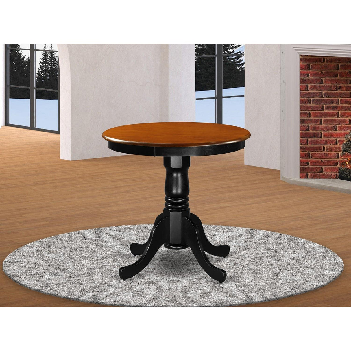 East West Furniture EMT-BCH-TP Eden Kitchen Dining Table - a Round Solid Wood Table Top with Pedestal Base, 30x30 Inch, Black & Cherry East West Furniture