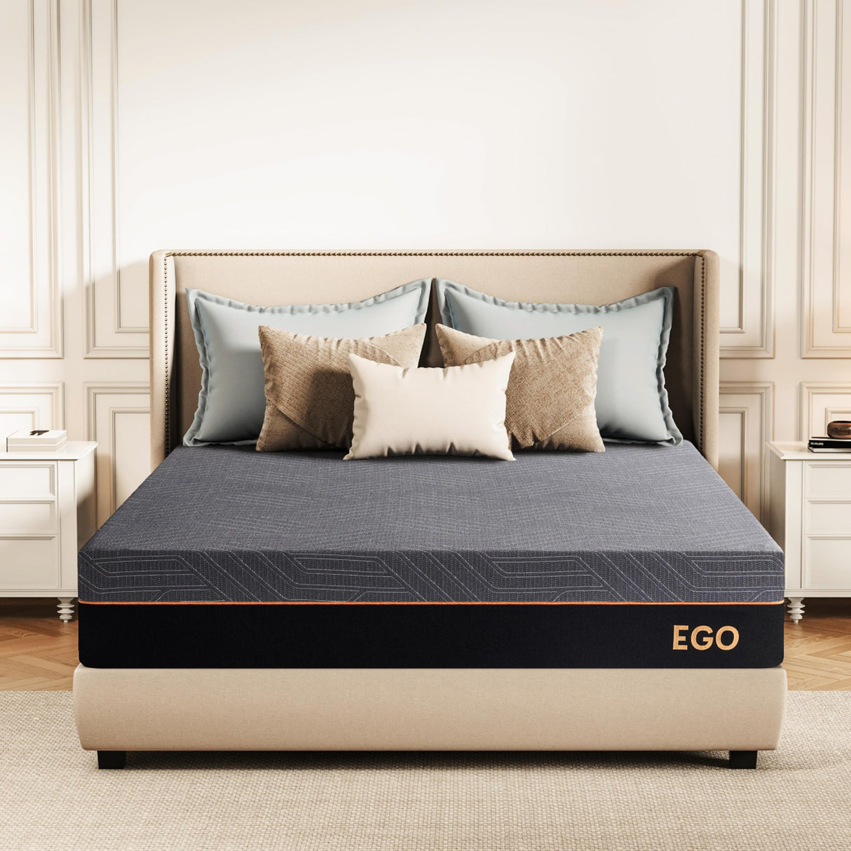 EGOHOME 12 Inch King Mattress, Gel Cooling Memory Foam Mattress for Back Pain Relief, Manchester United Mattress Bed in a Box, Made in USA, CertiPUR-US Certified, 76x80x12 White MLILY