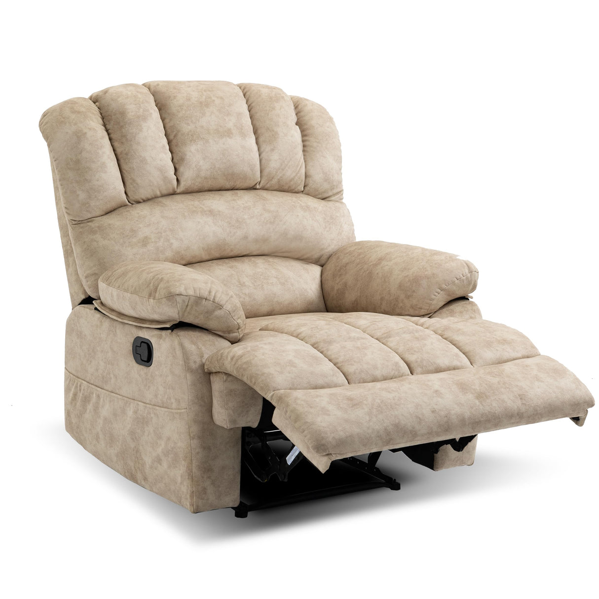 Manual Recliner Chair for Living Room, Single Sofa Recliners for Adults 350LBS, Heavy Duty Reclining Max 155 Degrees, Fabric Beige EZZUP