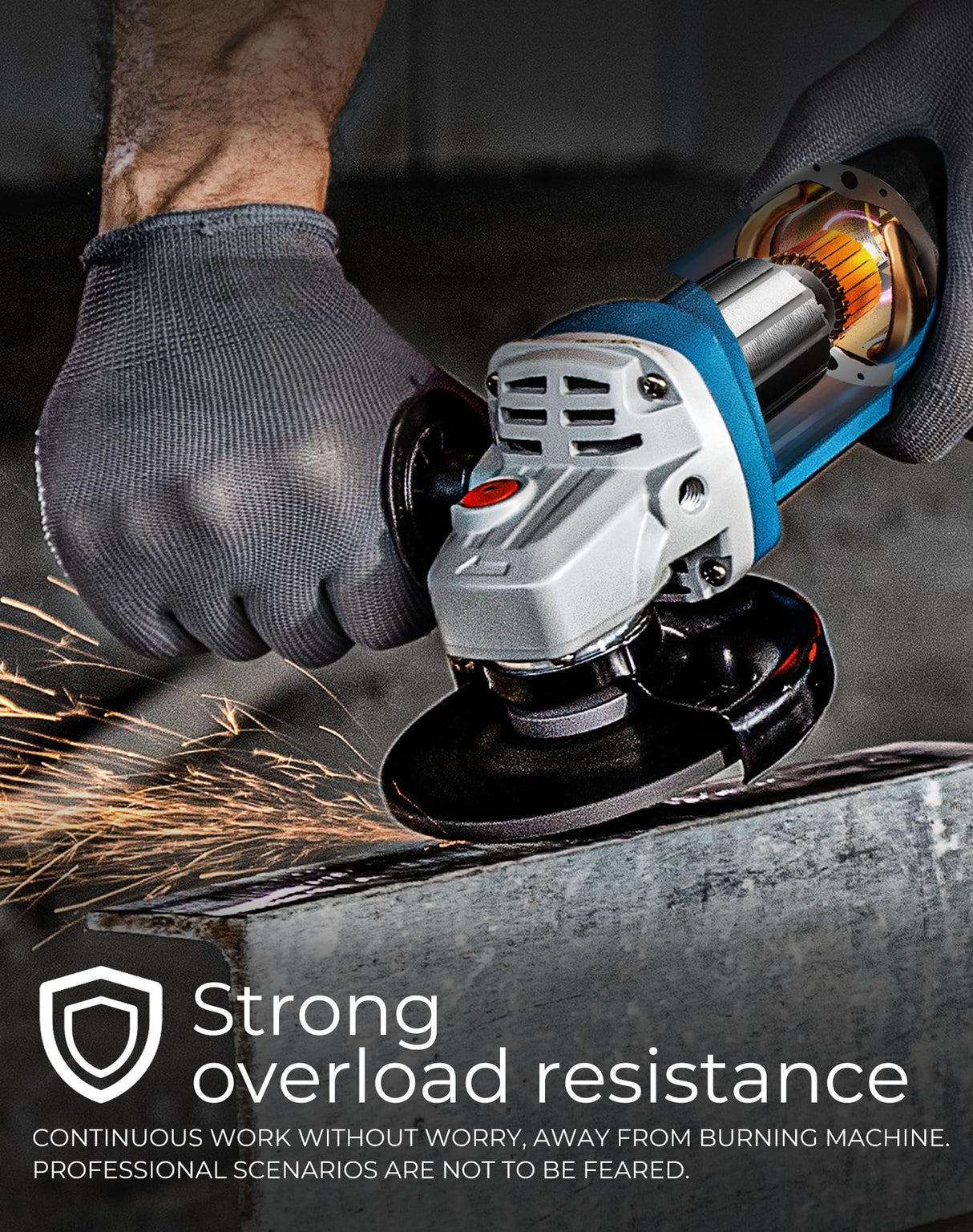 DongCheng Angle Grinder 4-1/2 inch 6.7-Amp Paddle Switch Cut off Tool 11800RPM Electric Grinder Power Tools with Cutting & Grinding Wheels, Flap Discs, Auxiliary Handle for Metal & Rust Removal Dong Cheng