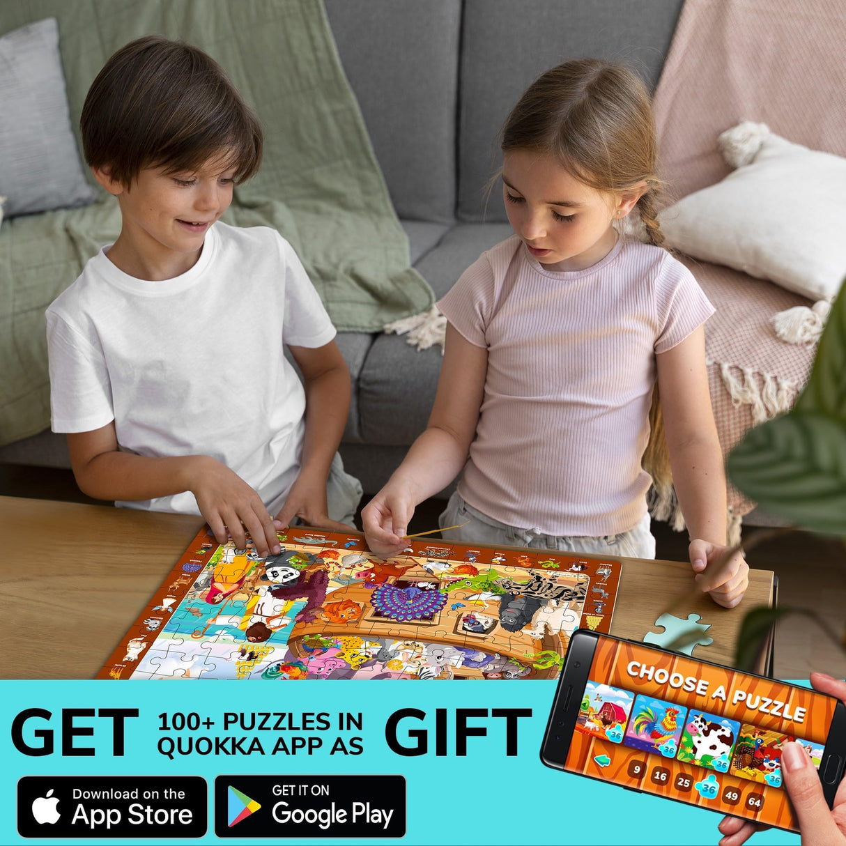 QUOKKA 60 Piece Kids Puzzles Ages 5-8 - Set of 4 Bible Jigsaw Puzzles for Kids 4-6-10 Year Old - Tower of Babel | Noah`s Ark | Eden Toys for Children 5-7 yo - Christian Gifts for Boys & Girls QUOKKA