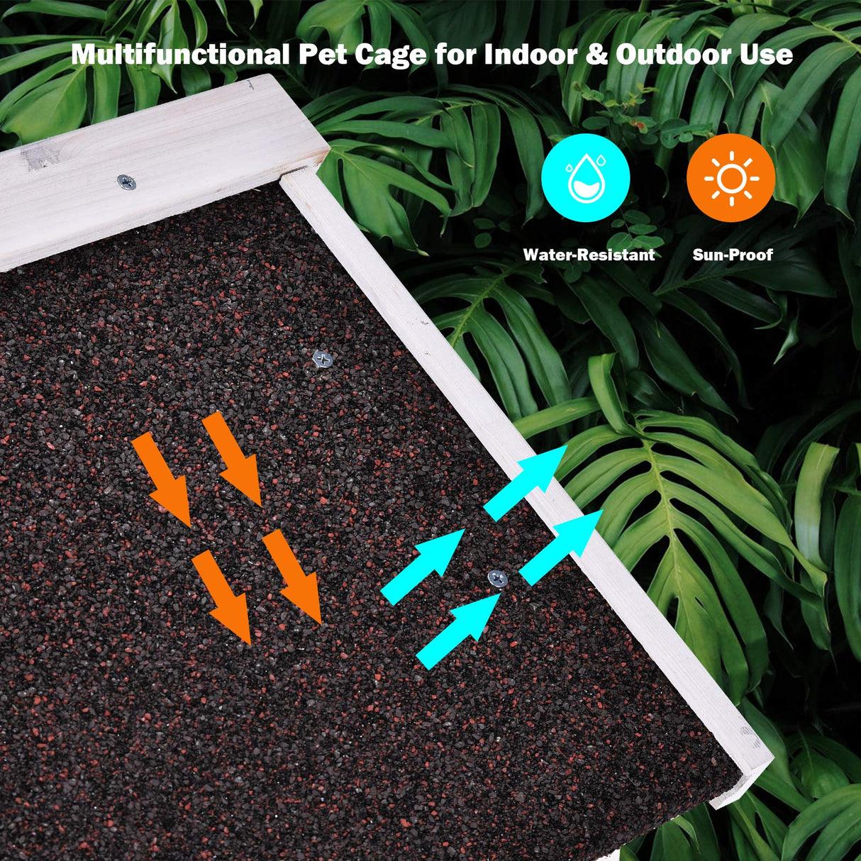 Tangkula Rabbit Hutch, Indoor Outdoor Bunny Cage with Run, Wooden Rabbit Cage with Waterproof Roof & Pull Out Tray, Chicken Coop Pet House for Rabbits, Chicken and Guinea Pigs (Gray) Tangkula