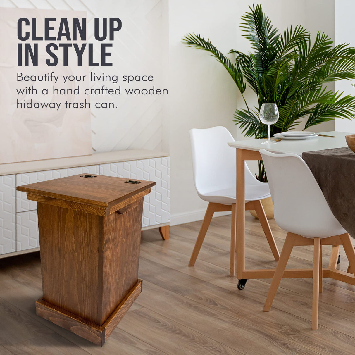 Peaceful Classics Wood Garbage Bin Cabinet - Wooden Trash Can w/Hidden Design, Stylish Kitchen Garbage Can, Amish Made Cabinet Hidden Trash Can, Handmade Waste Bin Cabinet Storage (Cherry) Peaceful Classics