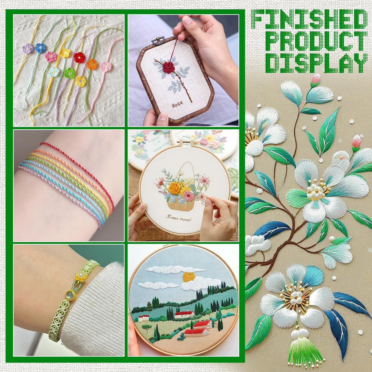 16 Skeins Colorful Series Embroidery Floss, 8m Cotton Cross Stitch Thread, Friendship Bracelet String Including Plastic Floss Bobbins, for DIY Making, Embroidery Crafts Dercuy