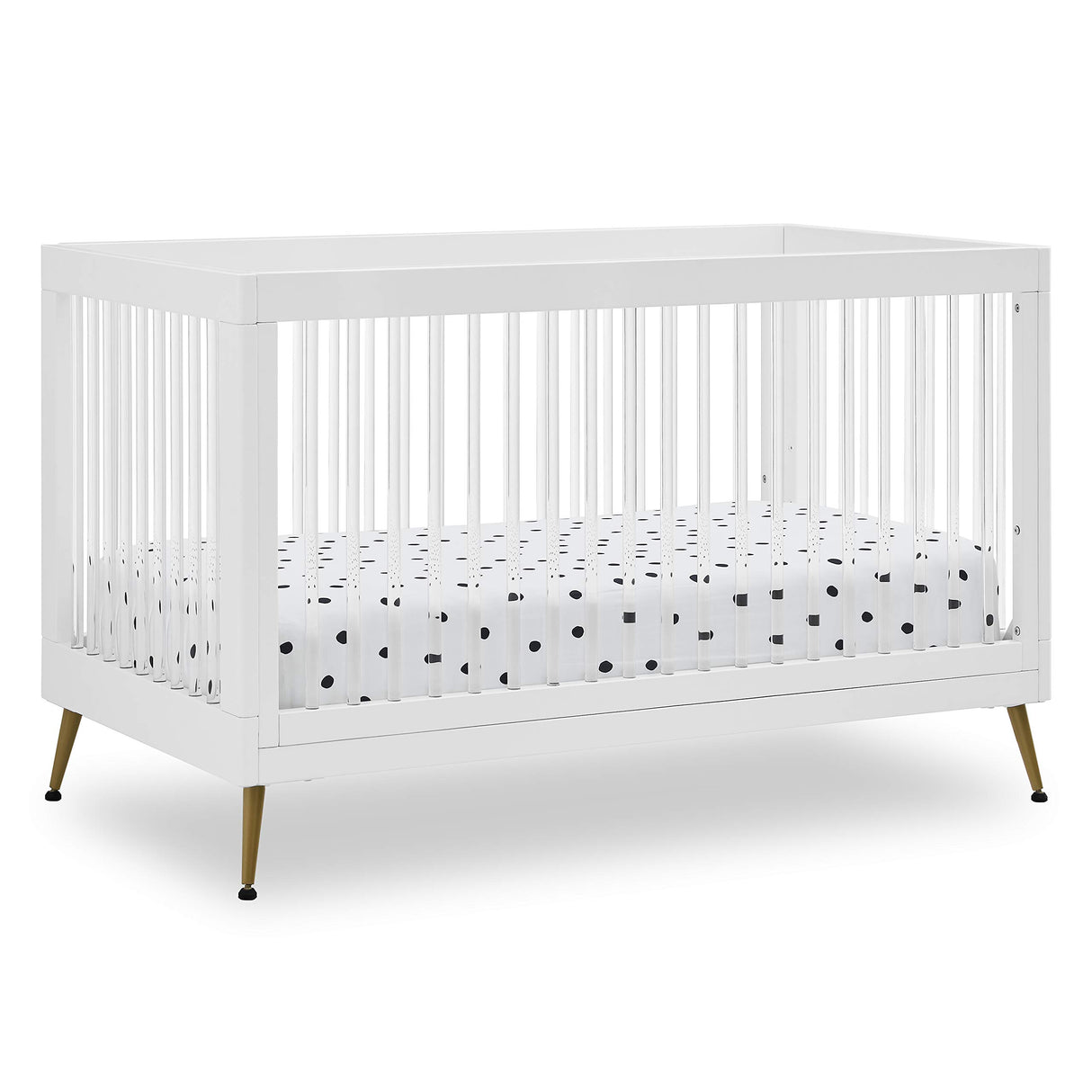 Delta Children Sloane 4-in-1 Acrylic Convertible Crib - Includes Conversion Rails, Bianca White w/Melted Bronze Delta Children