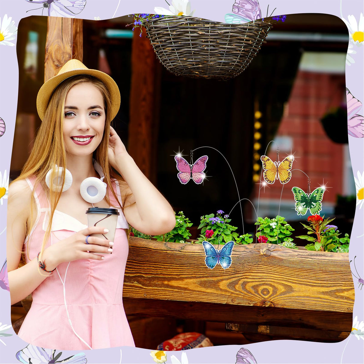 VioraWhite 12 Pcs Halloween Butterfly Diamond Art Kits for Adults Swaying in The Wind Butterfly Diamond Painting Glow in The Dark Iron Stakes Art Crafts for Beginners Garden Home Decoration VioraWhite