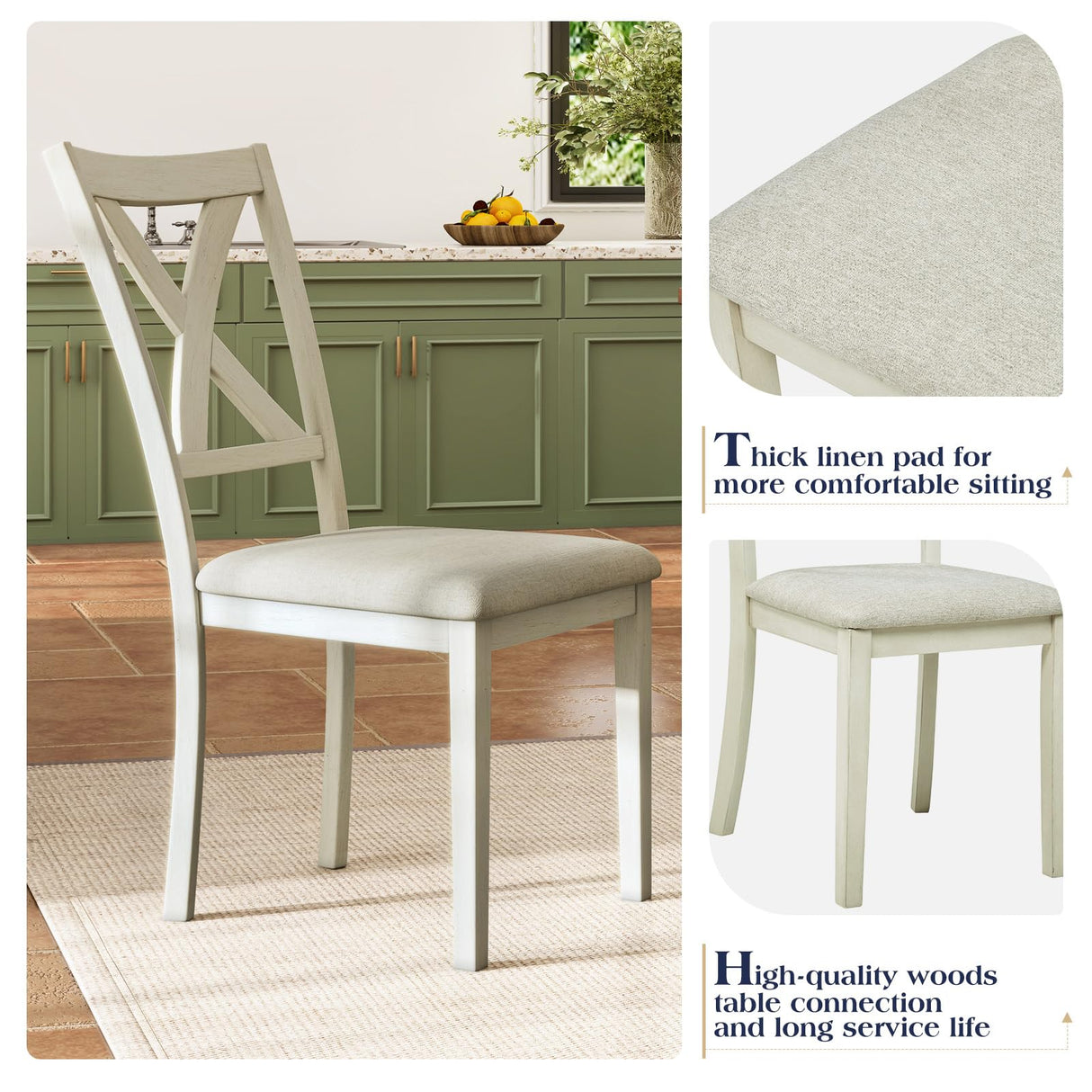 YUMPIE 7-Piece Dining Table Set for 6 People, 60" Wood Dining Kitchen Table & Chairs Set, Kitchen Table with Upholstered Chairs, Perfect for Restaurant YUMPIE