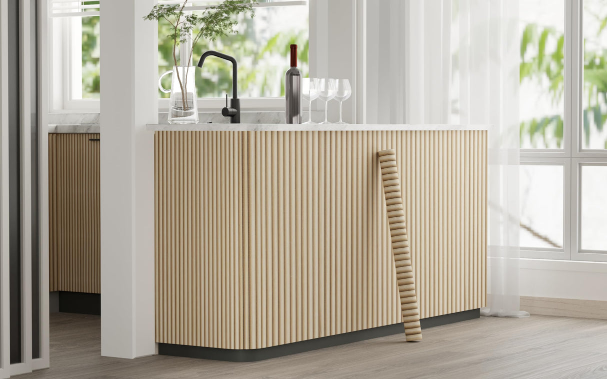 Oxdigi Wooden Slat Peel and Stick Wallpaper - Self-Adhesive Contact Paper with 3D Effect | Waterproof & Removable | PVC Contact Paper for Countertops & Cabinets | 23.6 in x 16.4 ft | Light Wood Oxdigi