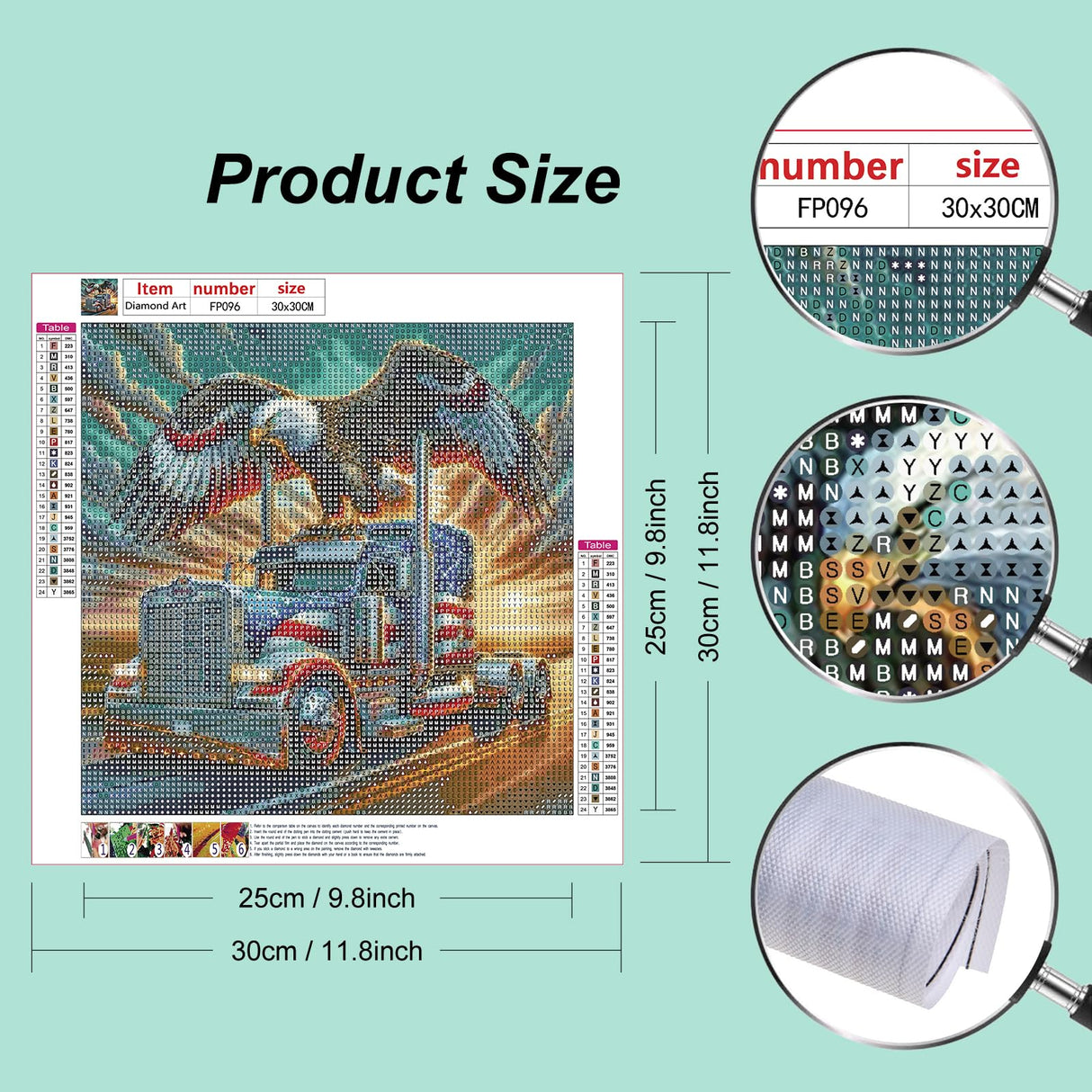 PFFNGPEN Truck Diamond Painting Kits for Adults, 5D DIY American Flag Diamond Art Kits for Beginners, Full Drill Round Diamond Art for Home Wall Decor, Eagle, 12x12 inch PFFNGPEN