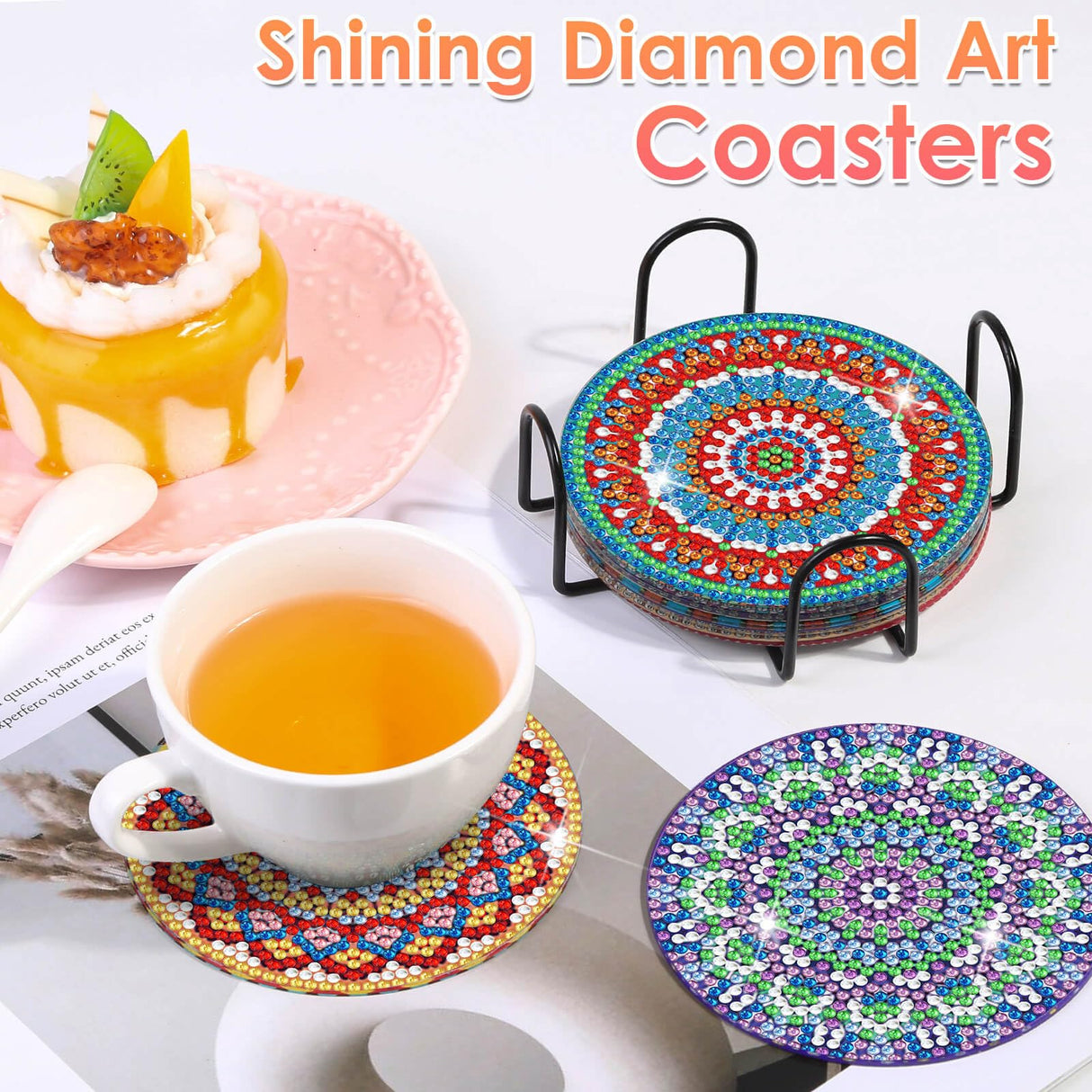 Billbotk Diamond Painting Coasters Kits, 10 Pieces Mandala Diamond Art Coasters with Holder, Arts and Crafts for Adults Billbotk