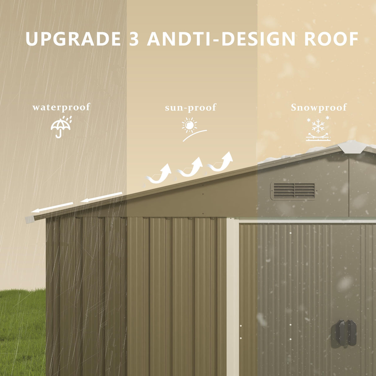 ASJMR 10FT x 8FT Outdoor Storage shed, Waterproof Lockable Door Metal Tool shed with Sliding Door and Ventilation, Gardening Tool Storage Room, Metal Storage shed for Gardens and lawns ASJMR