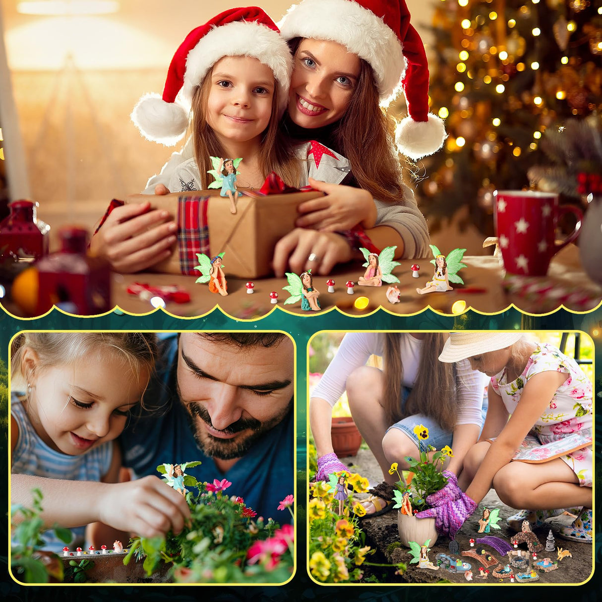 Shellwei 50 Pcs Garden Accessories Miniatures Small Fairies Kit with Luminous Wings Animals Cute Tiny Mushroom Mini Pond Bridge Figurine Micro Landscape Ornaments for Home Garden Shellwei