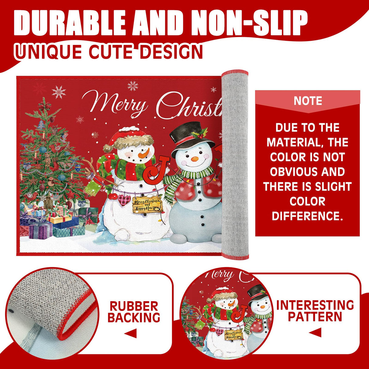 Layhit 3 Pcs Christmas Kitchen Rug and Mat Set Christmas Absorbent Anti Fatigue Winter Bathroom Mat Non Slip Washable Rug for Xmas Party Kitchen Decor 20'' x 59'' + 20'' x 47'' + 20'' x 32''(Snowman) Layhit