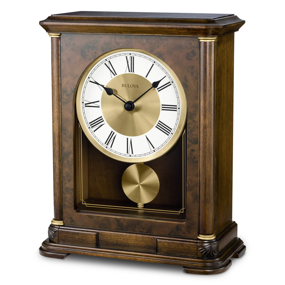 Bulova B1860 Vanderbilt Mantel Clock, Warm Walnut 12.25 x 9 x 4.75 Bulova