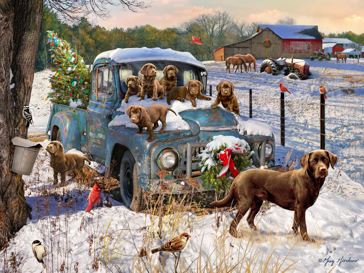 Christmas Puppies Jigsaw Puzzle 550 Piece by Vermont Christmas Company Vermont Christmas Company
