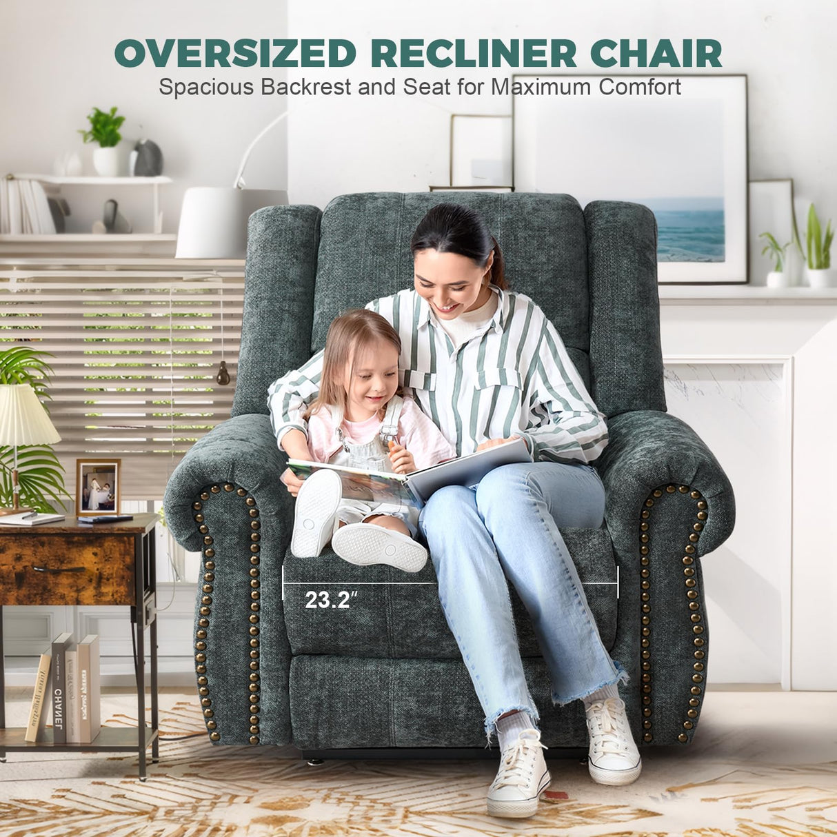 HUSFU Power Lift Recliner Chair for Elderly, Dual Motor Lift Chair with Heat and Massage,Lay Flat Lift Chair Infinite Position Sleeping Chair w/USB Ports and Remote Control,Chenille,Grey Blue HUSFU