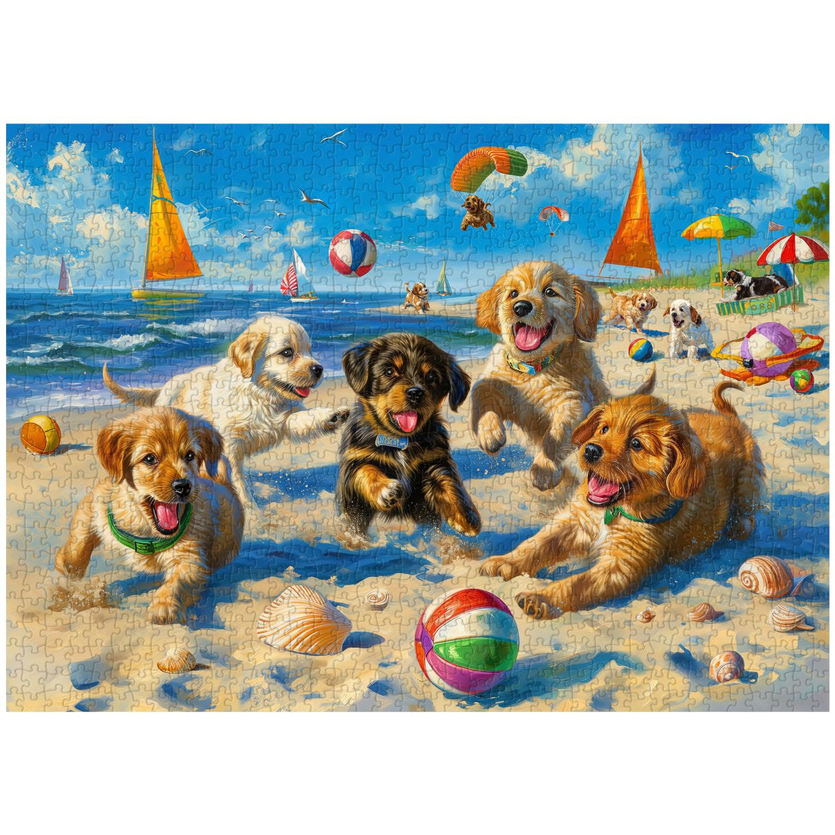 Funny Dog Puzzles for Adults 1000 Pieces and up, PICKFORU Beach Puzzle Collection Cute Dog, Puppy Animal Puzzle as Home Decor PICKFORU