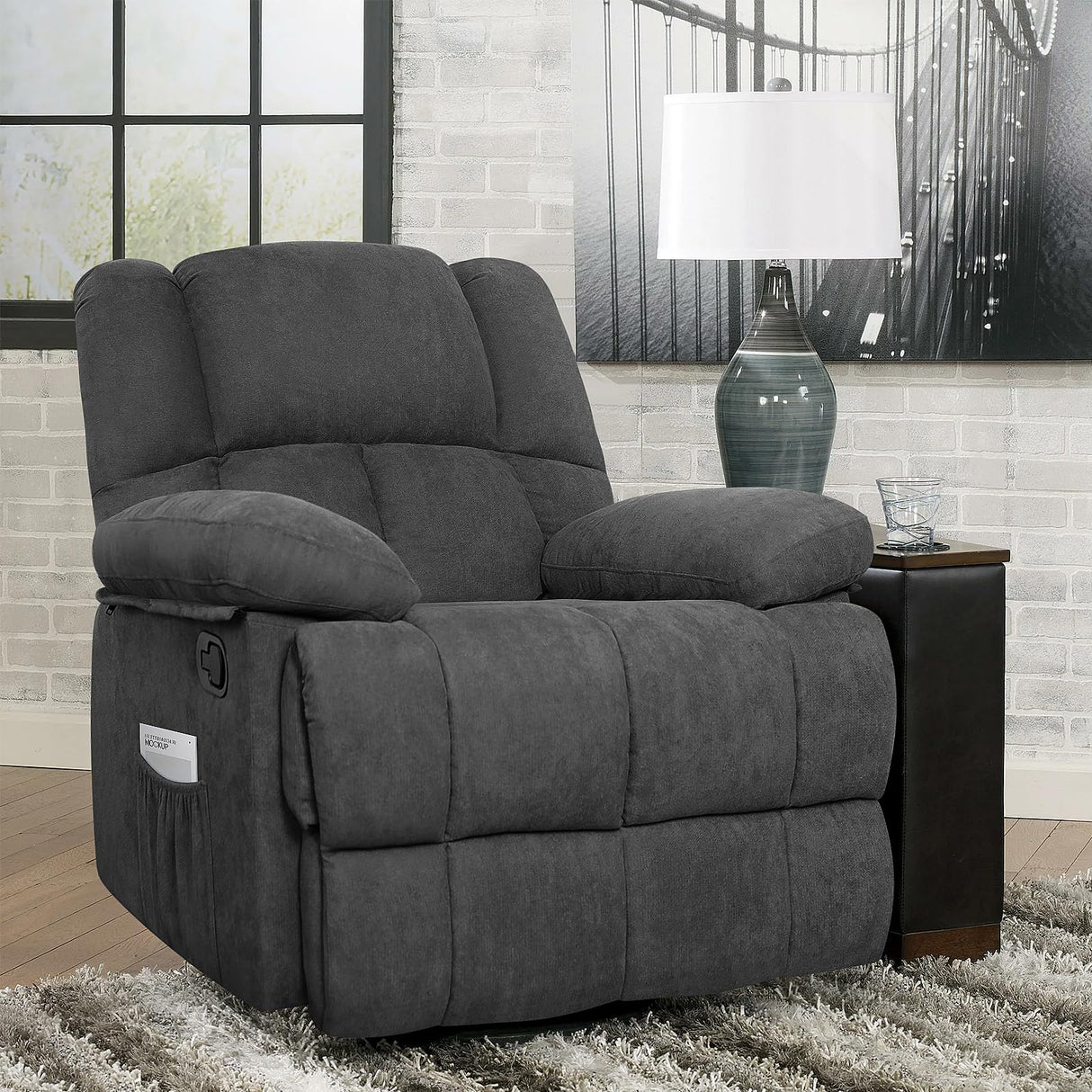 LPFLPF Oversized Recliner Chair,Wide Manual Recliner,Lounge Chair for Living Room,Theater Seating for Big Man, Grey LPFLPF
