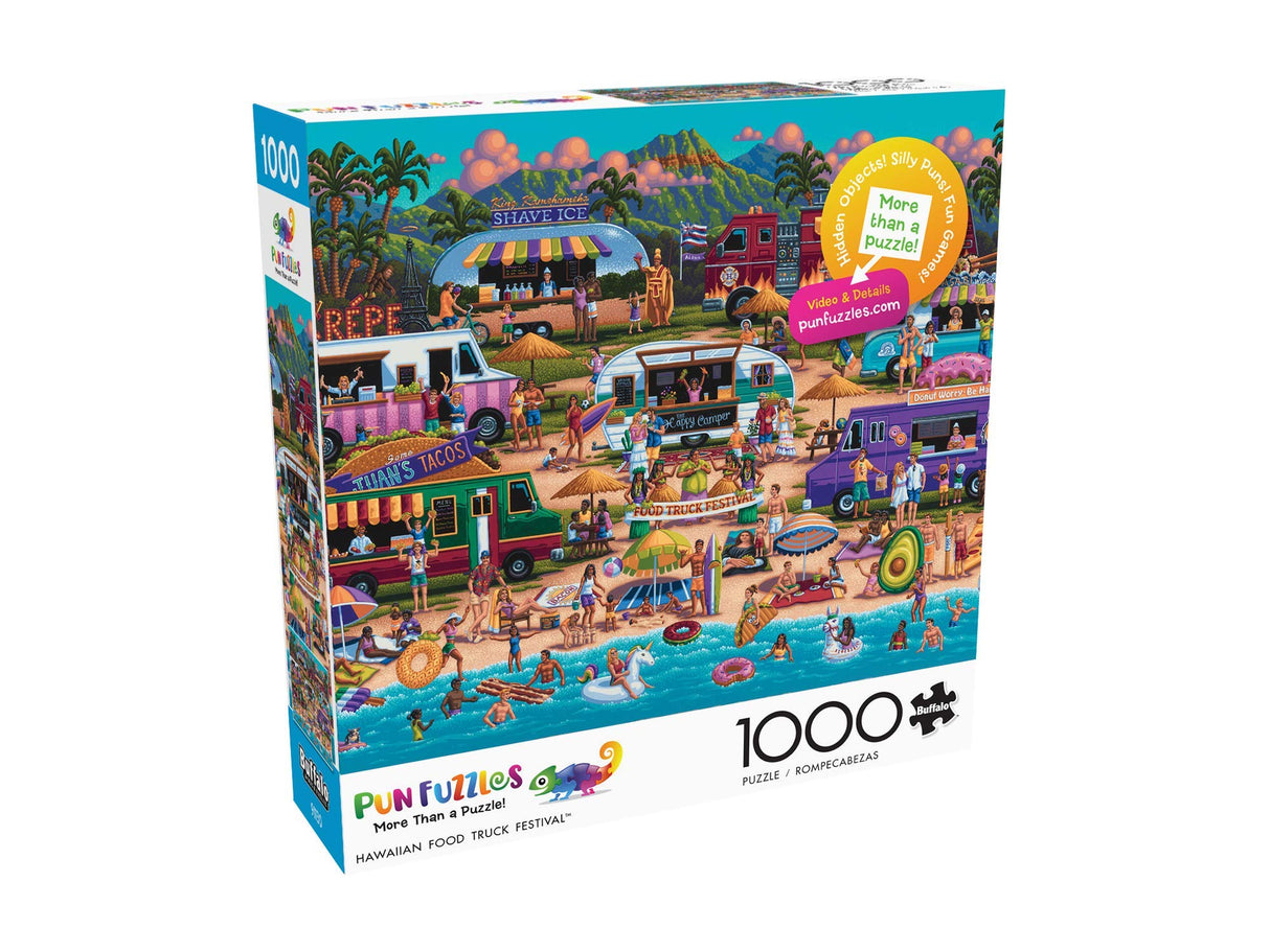 Buffalo Games - Pun Fuzzles - Hawaiian Food Truck Festival - 1000 Piece Jigsaw Puzzle Buffalo Games