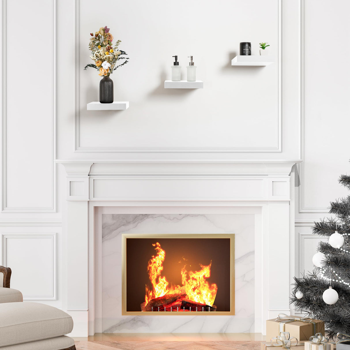 Sorbus Square Floating Shelf for Wall - 3 Small Shelves with Invisible Mounting Brackets for Living Room Decor, Bedroom, Bathroom Decor, Home & Kitchen - 9" White Wall Shelf to Display Photos Trophies Sorbus