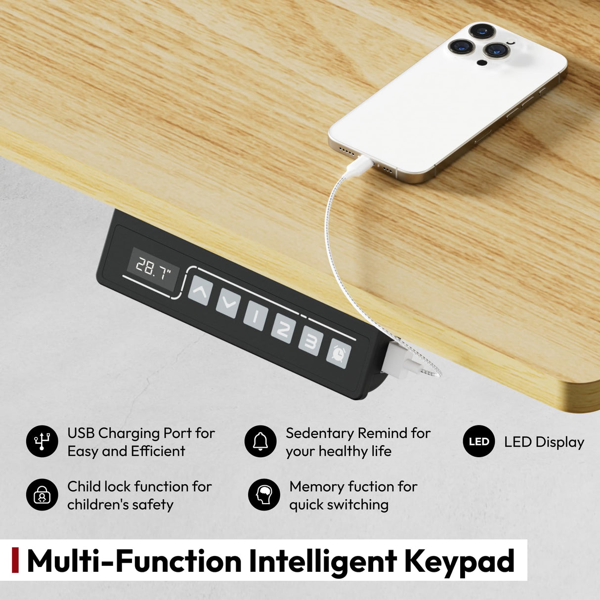 SANODESK Electric Standing Desk 63x28 Inch Height Adjustable Stand Up Desk Home Office Computer Workstation Sit Stand Home Office Desk with Splice Board (White Frame + Maple Top) SANODESK
