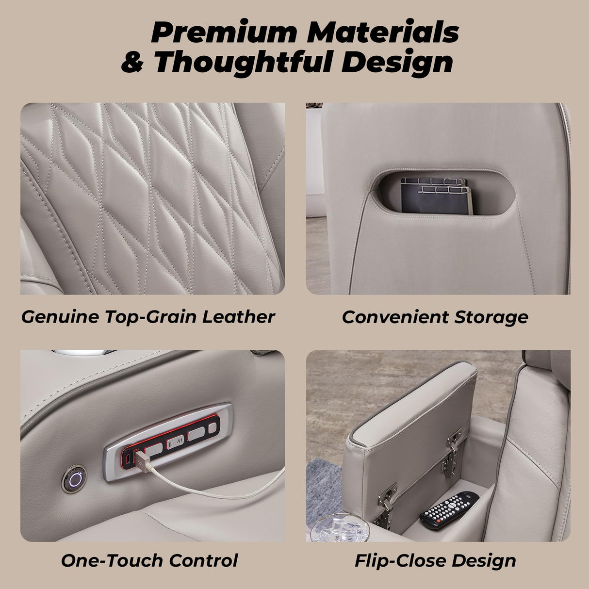 Signature Design by Ashley Boyington Contemporary Leather Match Power Reclining Loveseat with Console and USB Charging Ports, LED Lights and Adjustable Headrest, Light Gray Signature Design by Ashley