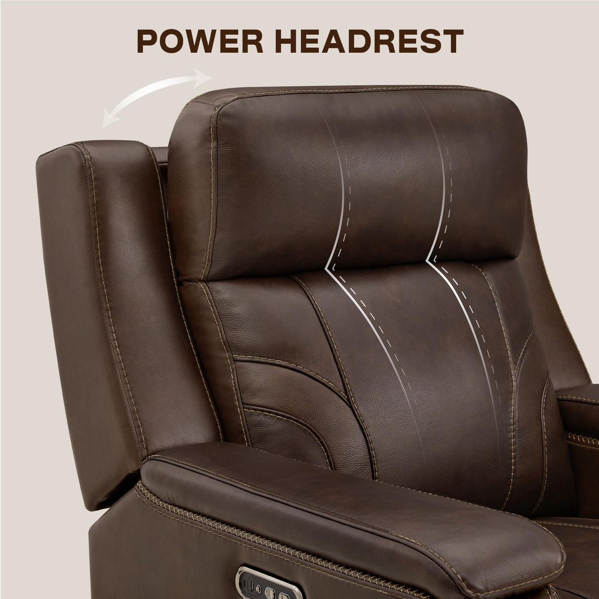 Watson & Whitely Genuine Leather Electric Recliner Chairs for Adults, Lay Flat Recliner with Power Headrest & Chargers for Living Room, Dark Brown Watson & Whitely