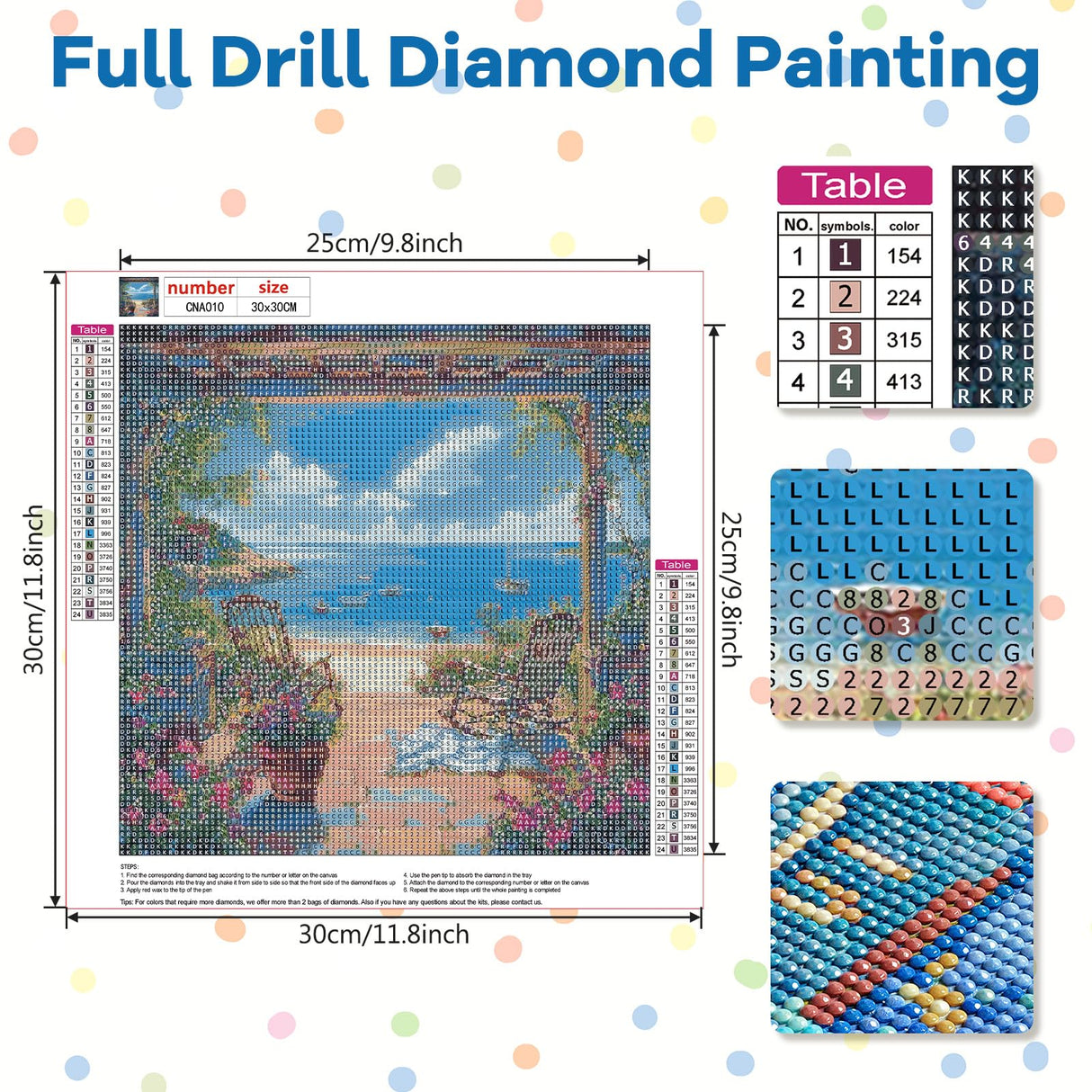 NAIMOER Landscape Diamond Art Kits for Adults Beginner, 5D Diamond Painting Kit, Beach Full Drill Gem Art Mosaic Kits DIY Paint by Diamonds Dot, Diamond Painting Crafts for Home Wall Decor 12x16inch NAIMOER