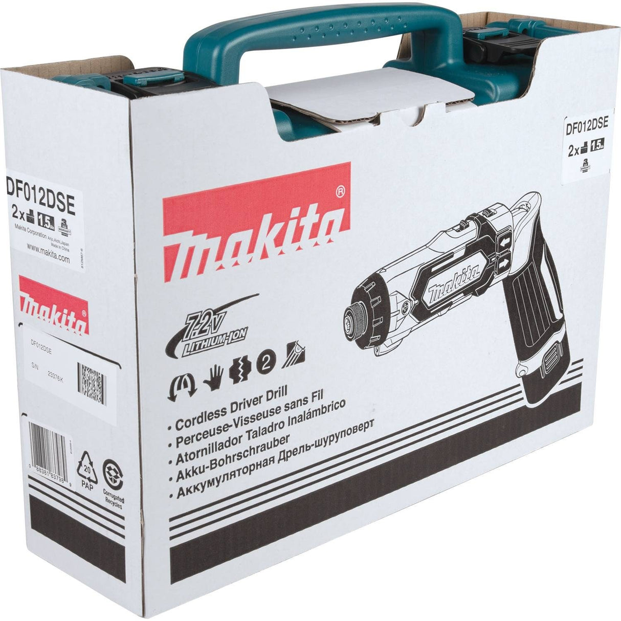 Makita DF012DSE 7.2V Lithium-Ion Cordless 1/4" Hex Driver-Drill Kit with Auto-Stop Clutch Makita