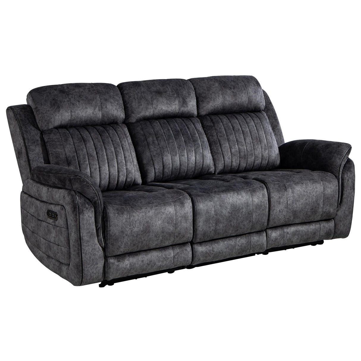 Zero Gravity Power Recliner Sofa Couch – Electric Reclining Sofa with Drop Down Table & Wireless Charging, 3 Seater Dual Reclining Couch with Adjustable Headrests for Living Room (Velvet, Grey) CALIVIA