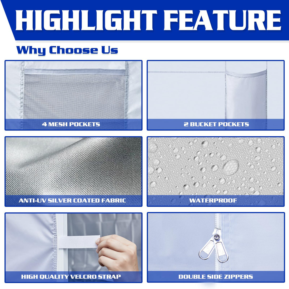 FANPAT Instant Canopy Tent SideWalls with 6 Pockets for 10x10 FT Pop Up Canopy, 210D Polyester Waterproof(3PCS Sidewall Only, Canopy Tent NOT Included) FANPAT