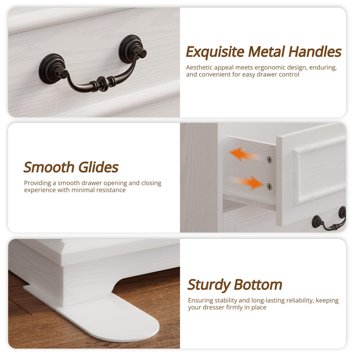 IRONCK Farmhouse 6 Drawers Dresser for Bedroom, 55.1" Large Wooden Chest of Drawers with Sliding Barn Door, White/Walnut IRONCK