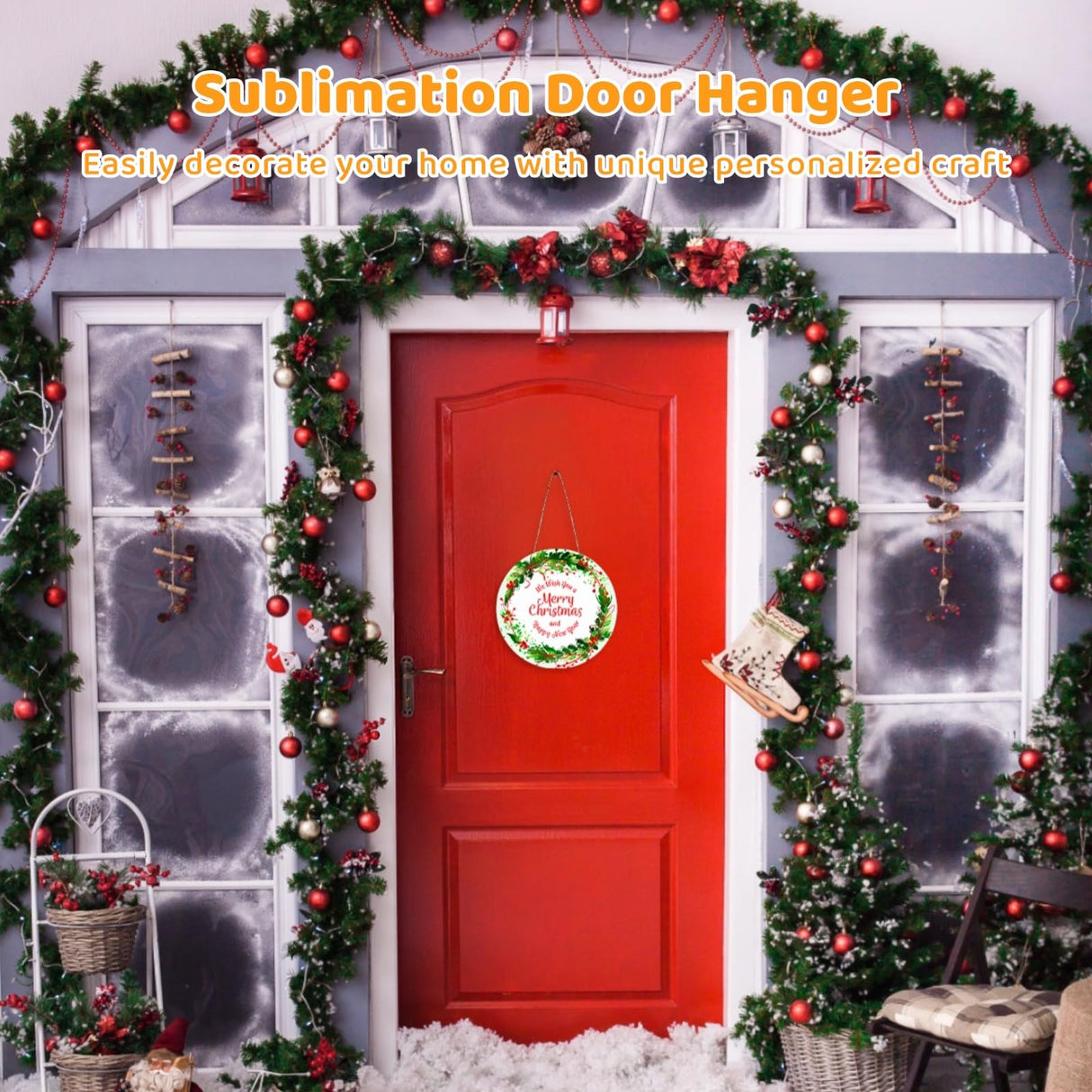 10 Pcs Sublimation Door Hanger Blanks - 12" Round Circle Unfinished Blank Sign Door Hanger Wall Hanging MDF Wood Sublimation Ornament Blanks Decorative Door Hanger with Rope for Heat Press Machine Tideme