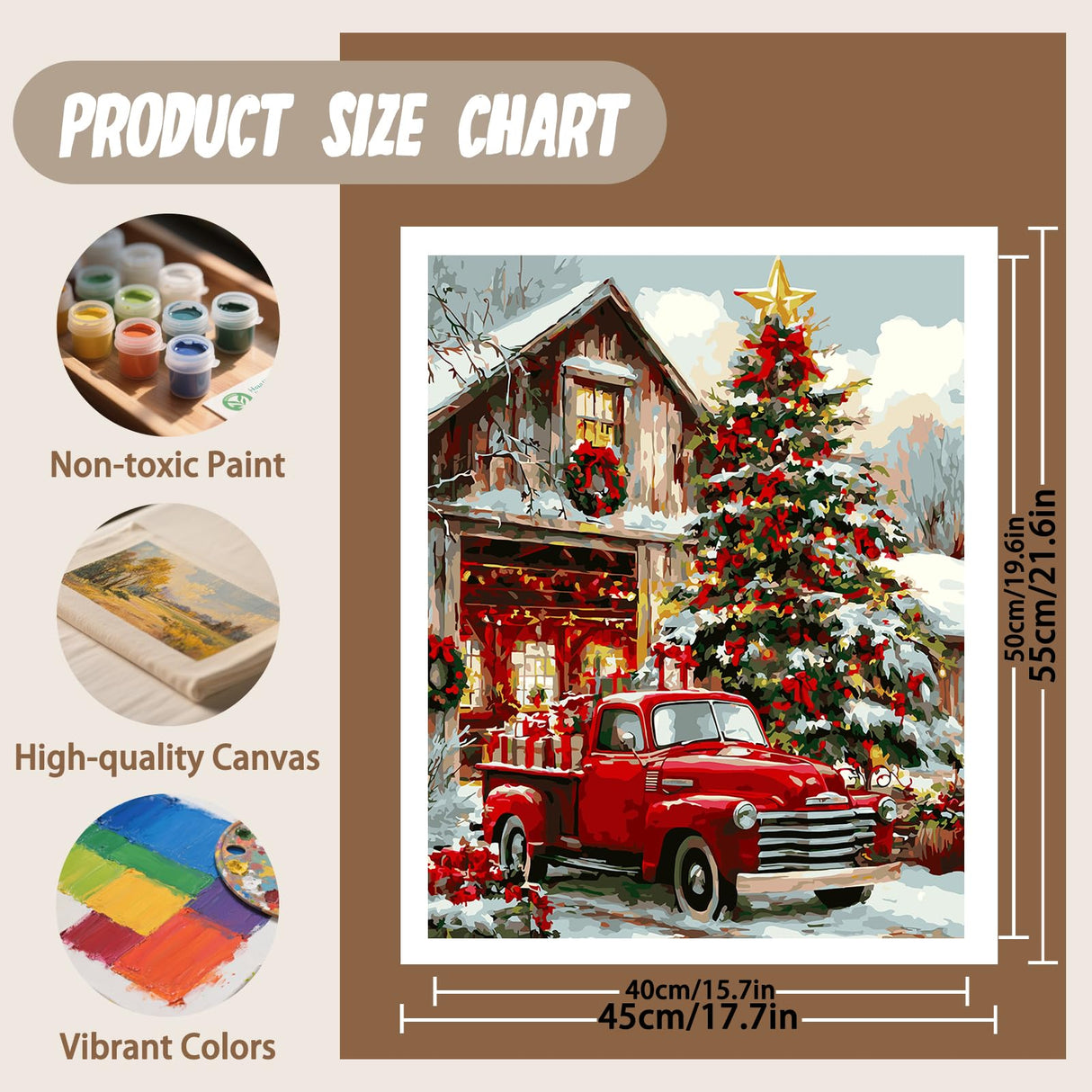 XTCIXAL Christmas Paint by Numbers Kit for Adults, Truck Paint by Number for Adults, Beginners Acrylic Canvas Painting Kits for Home Wall Decor 16x20 Inch XTCIXAL