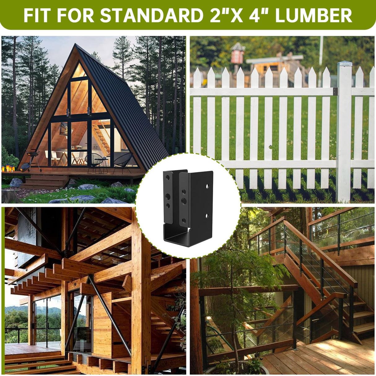 8Pcs Concealed Joist Hanger, 2" x 4"Outdoor Concealed-Flange Hanger, 2"x4" Outdoor Trim Concealed Flanges for 2"x4" Beam, Swing, Handrail, Fence woiron