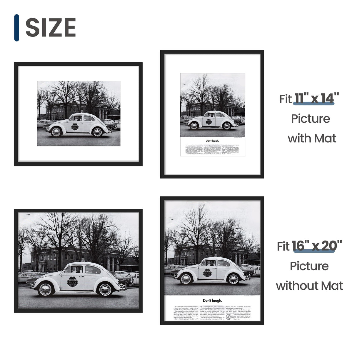 ENJOYBASICS 16x20 Picture Frame, Display Poster 11x14 with Mat or 16 x 20 Without Mat, Wall Gallery Photo Frames, Black, 2 Pack ENJOYBASICS