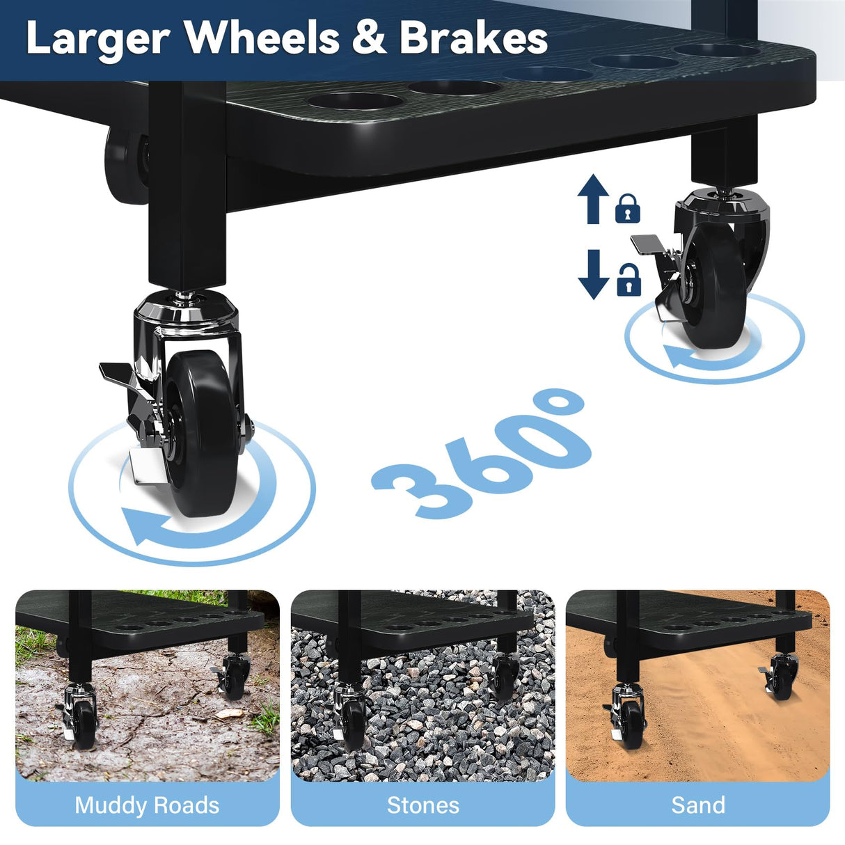 TC-HOMENY Fishing Rod Holder for Garage, Fishing Pole Rack Cart 10 Rod Fit All Fishing Rods, 3 Tier Fishing Tackle Storage Organizer Rack with Storage Bag, Fit For Living Room, Black TC-HOMENY