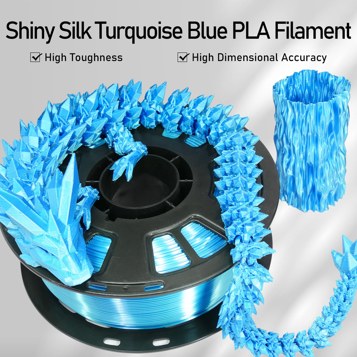 DO3D Silk Peacock Blue PLA Satin Shiny 3D Printer Filament, 1.75mm Diameter 1kg Spool 2.2lbs for FDM 3D Printers DO3D