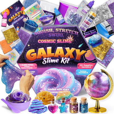 Trubic Galaxy Slime Kit for Girls, Globe and Magic Potion Bottles Kits, Clear Crystal/Butter/Glow-in-The Dark Slime Making Kit, DIY Craft Birthday Party Favors Toys for Kids Girls Boys 7 8 9 10 11 12