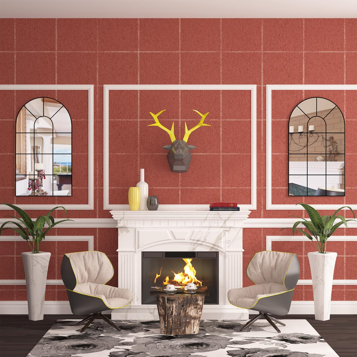 NEUWEABY Arched Wall Mirror, 42"x24" Arched Window Mirror Decorative Wall Mounted, Black Frame Window Pane Mirror Rustic Arch Mirror for Living Room Bedroom Entryway NEUWEABY