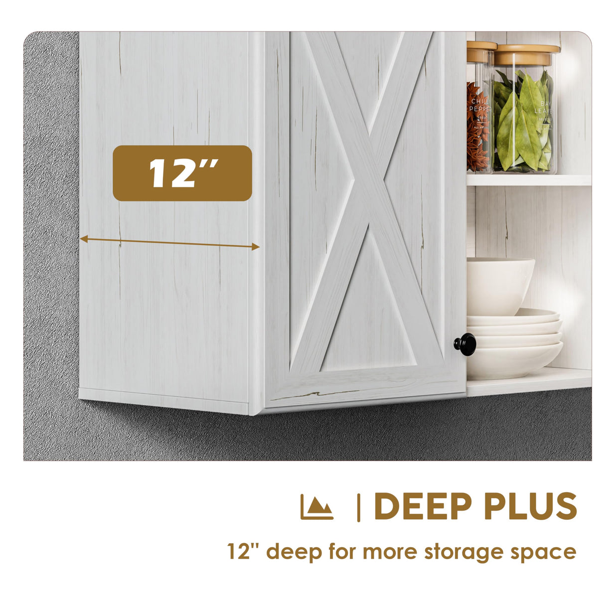 FIMELLO 59’’ Wall Cabinets for Laundry Room, Farmhouse Kitchen Wall Cabinet with Barn Door Laundry Room Cabinets with Adjustable Shelf Wall Mounted Cabinet for Laundry, White FIMELLO