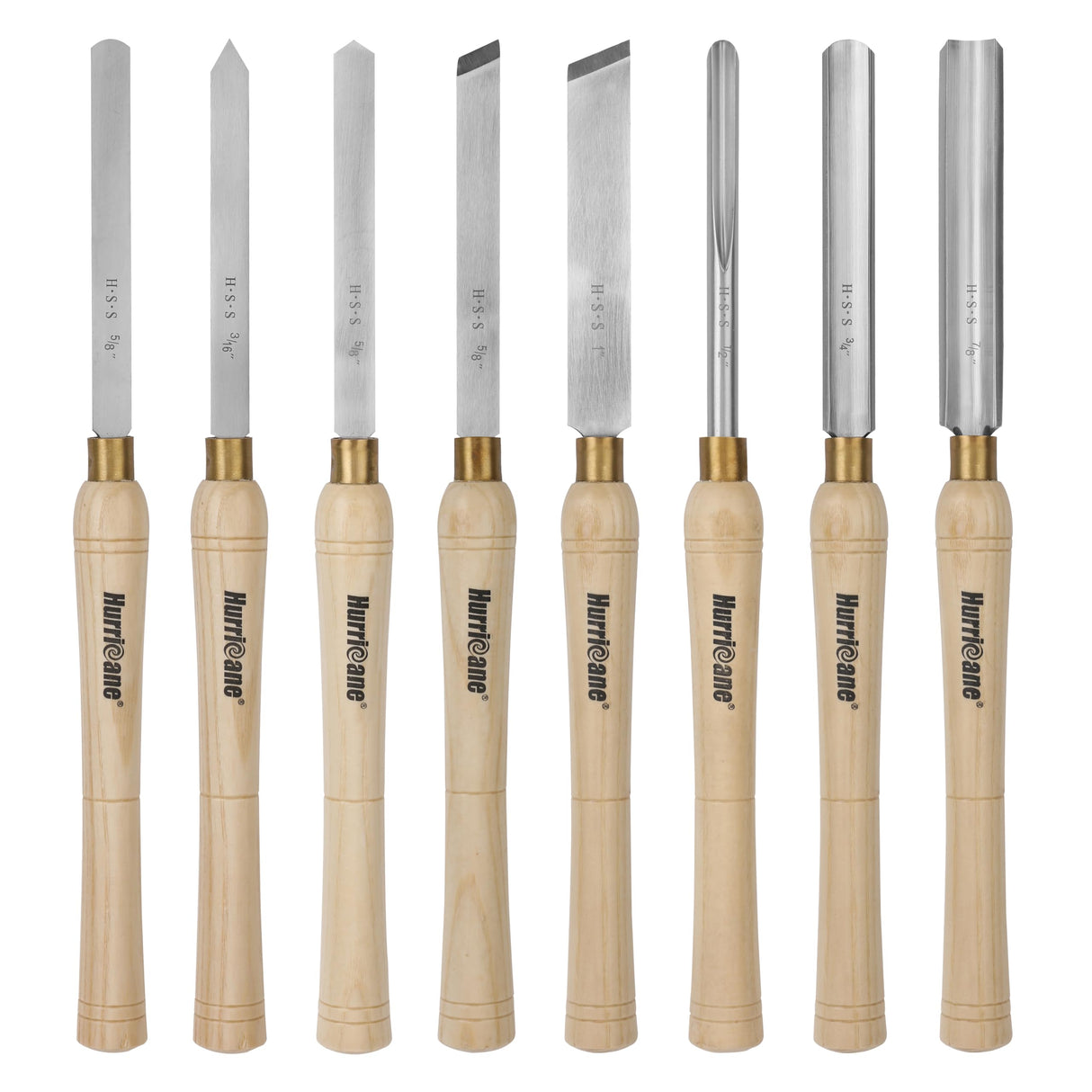 HURRICANE Wood Lathe Chisel Set, 8pc HSS Wood Lathe Turning Tools, Woodworking Lathe Tools with Wooden Box HURRICANE